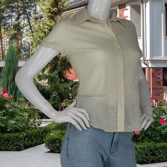 Vintage Guess Lace Mesh Textured Sheer USA Made Top - Picture 1 of 11